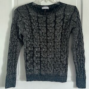 90s vintage black and silver cable knit sweater